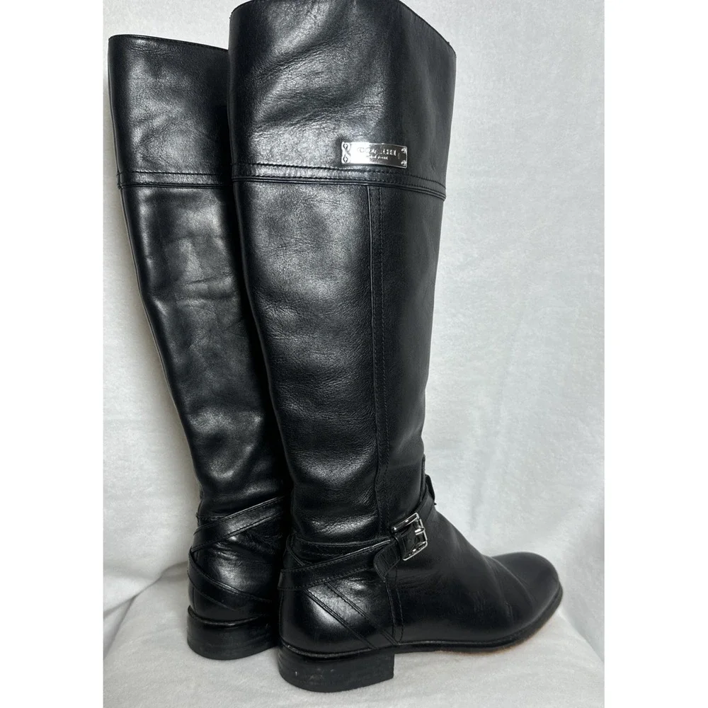 COACH-Micha Black Leather Knee High Riding Boots Size 6B